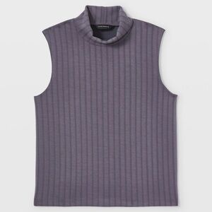 CLUB MONACO Grey Ribbed Turtleneck Tank Top Shell